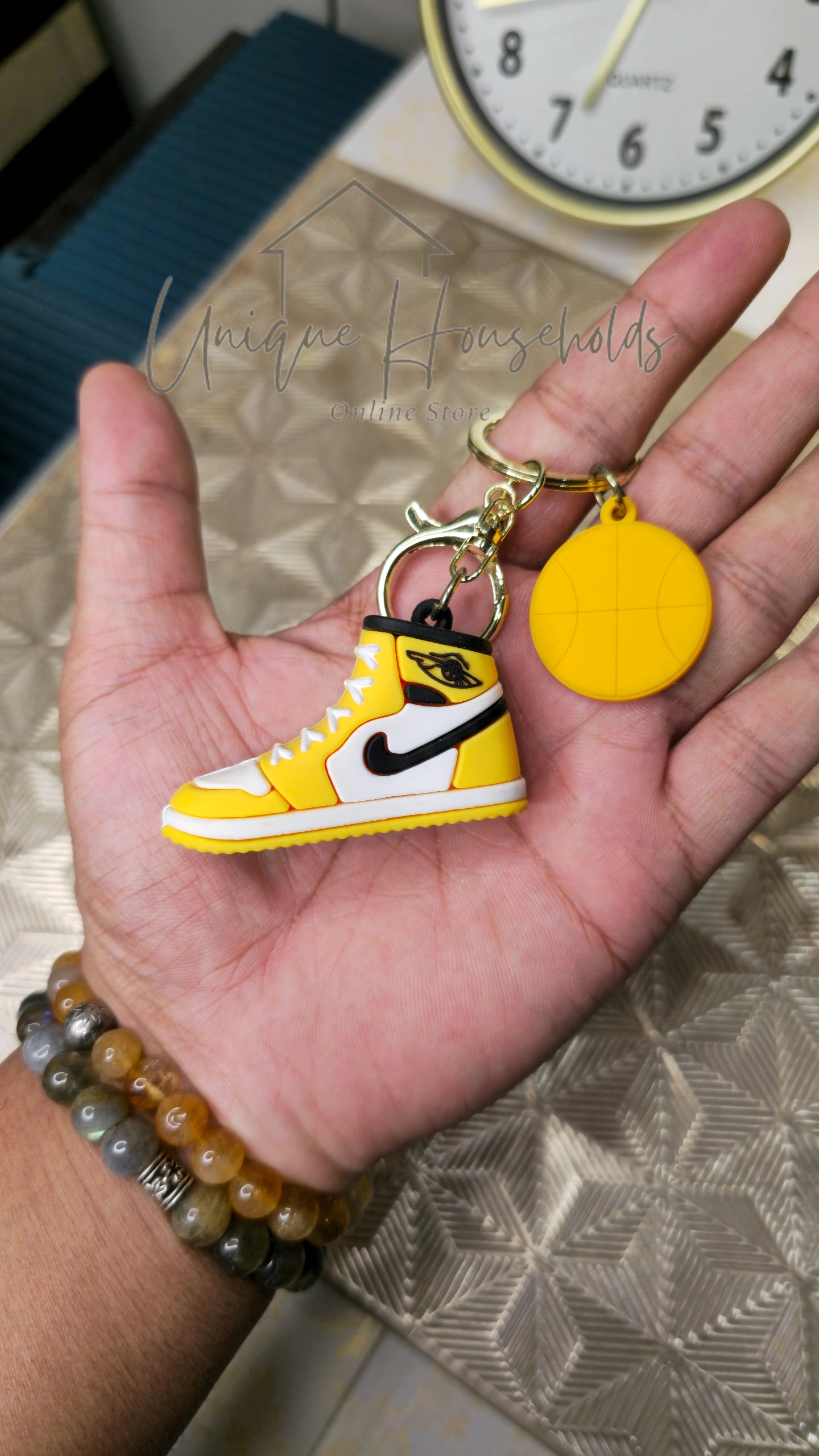 Yellow Sneaker & Basketball Keychain